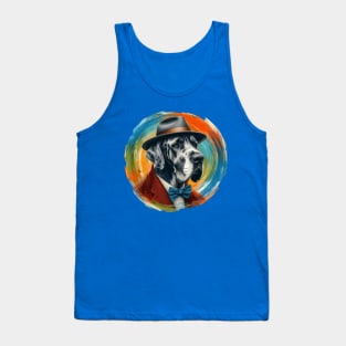 Great Dane Wearing a Hat Tank Top